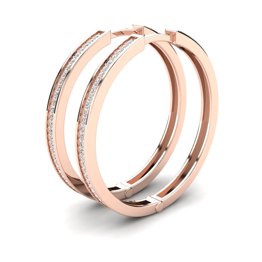 Oro Rosso 750 Zaffiro Bianco Orecchino da donna Sheilah 25 mm