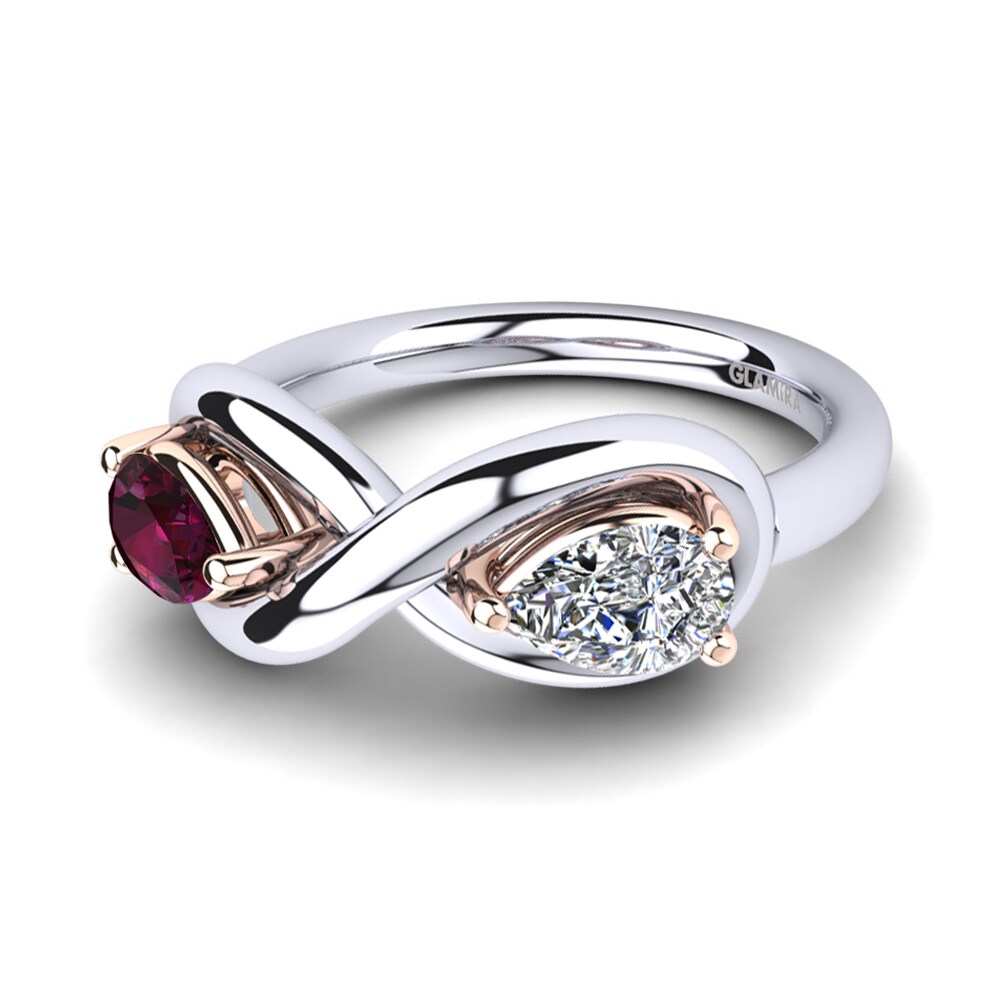 14k Oro Blanco & Rosa Granate Rhodolite Anillo Sherlita