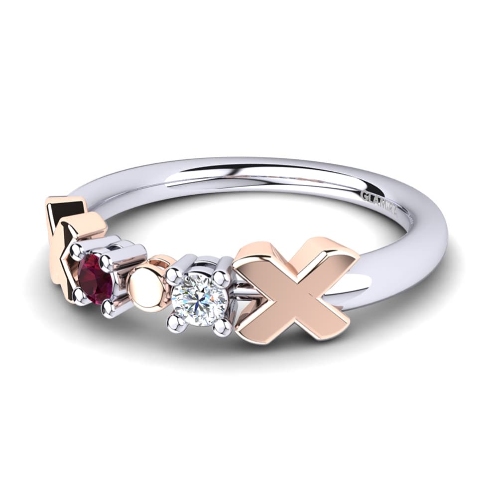 14k Oro Blanco & Rosa Granate Rhodolite Anillo Siomara