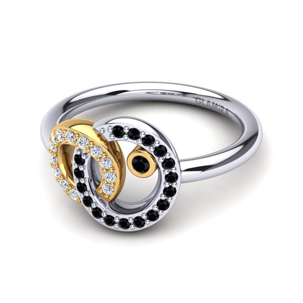 9ct White & Yellow Gold Black Onyx Ring Susanna