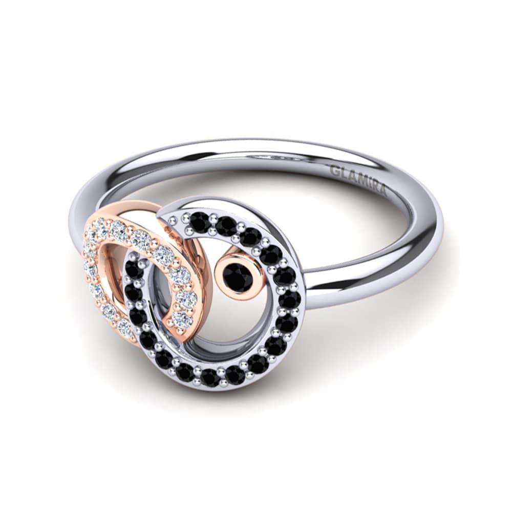 14ct White & Rose Gold Black Sapphire Ring Susanna