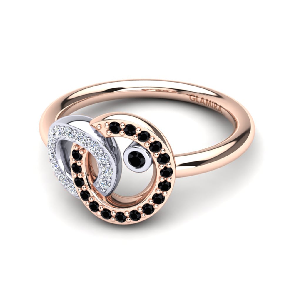 9ct Rose & White Gold Black Diamond Ring Susanna