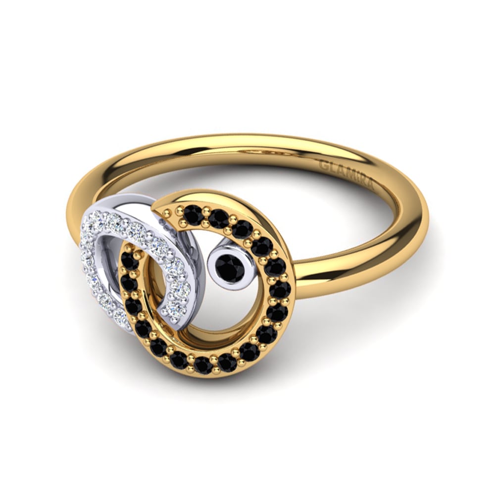 18ct Yellow & White Gold Black Diamond Ring Susanna