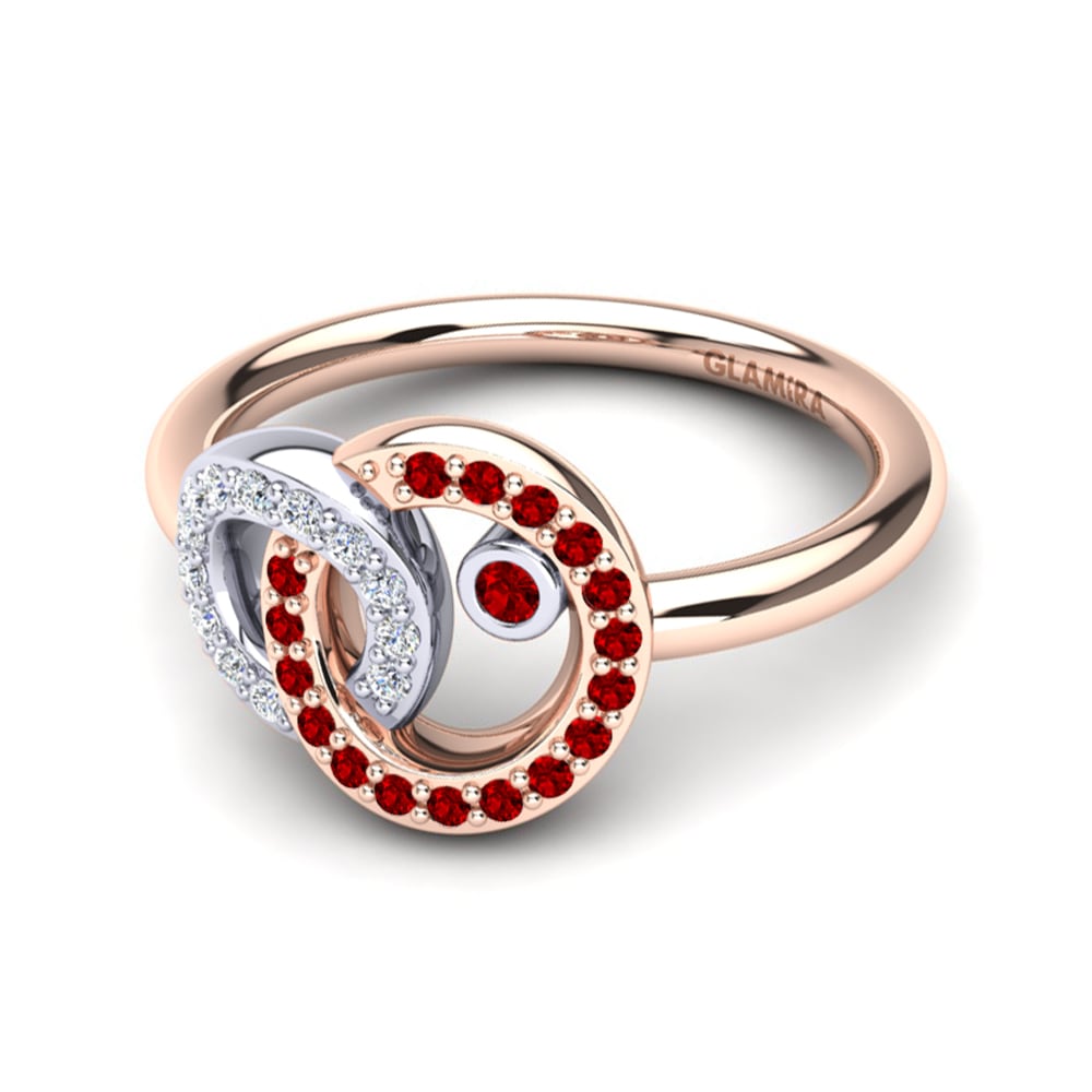 9ct Rose & White Gold Red Zirconia Ring Susanna