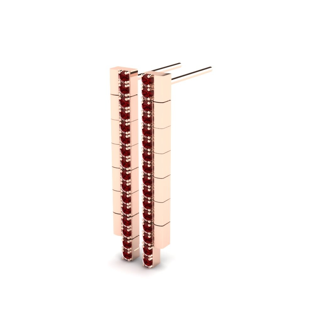 14k Oro Rosa Circonita Roja Pendiente de mujer Ellen