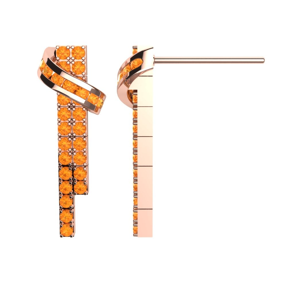 14K Rood Goud Citrien Dames Oorbellen Kiowa