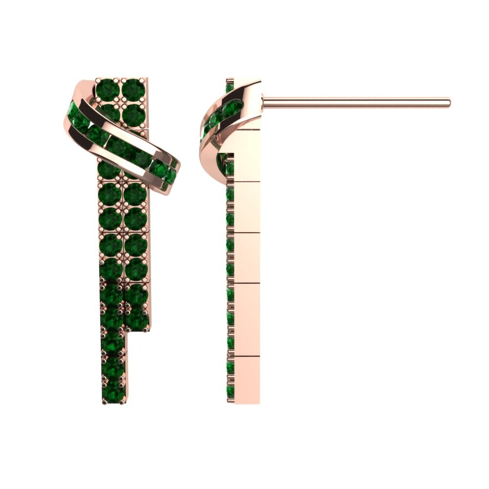 14k Oro Rosa Circonita Verde Pendiente de mujer Kiowa