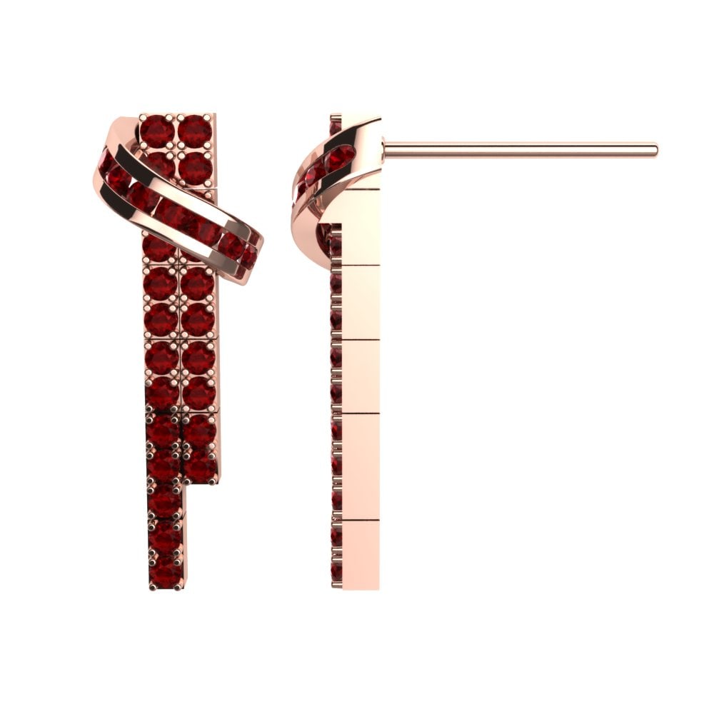14k Oro Rosa Circonita Roja Pendiente de mujer Kiowa