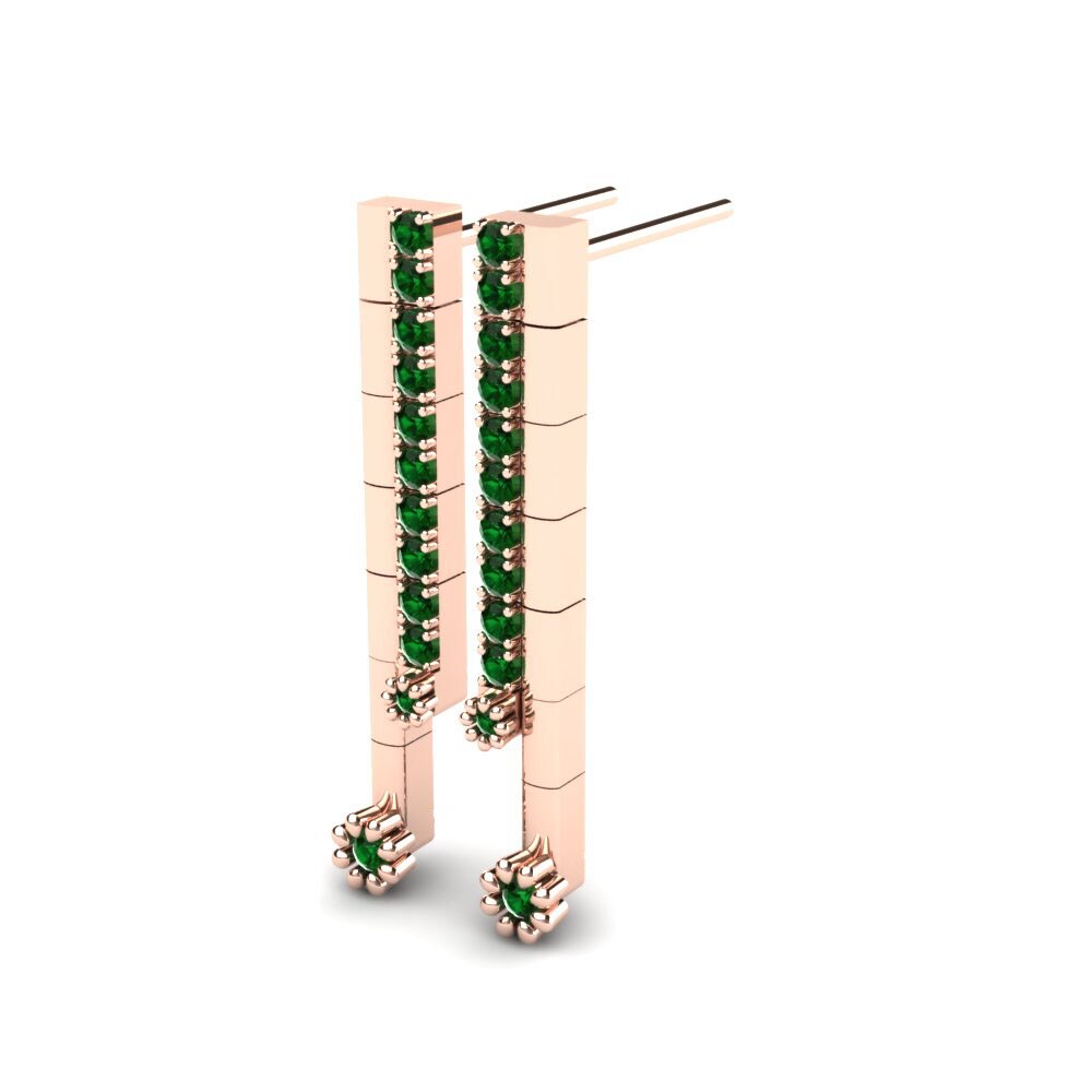 14k Oro Rosa Circonita Verde Pendiente de mujer Thames