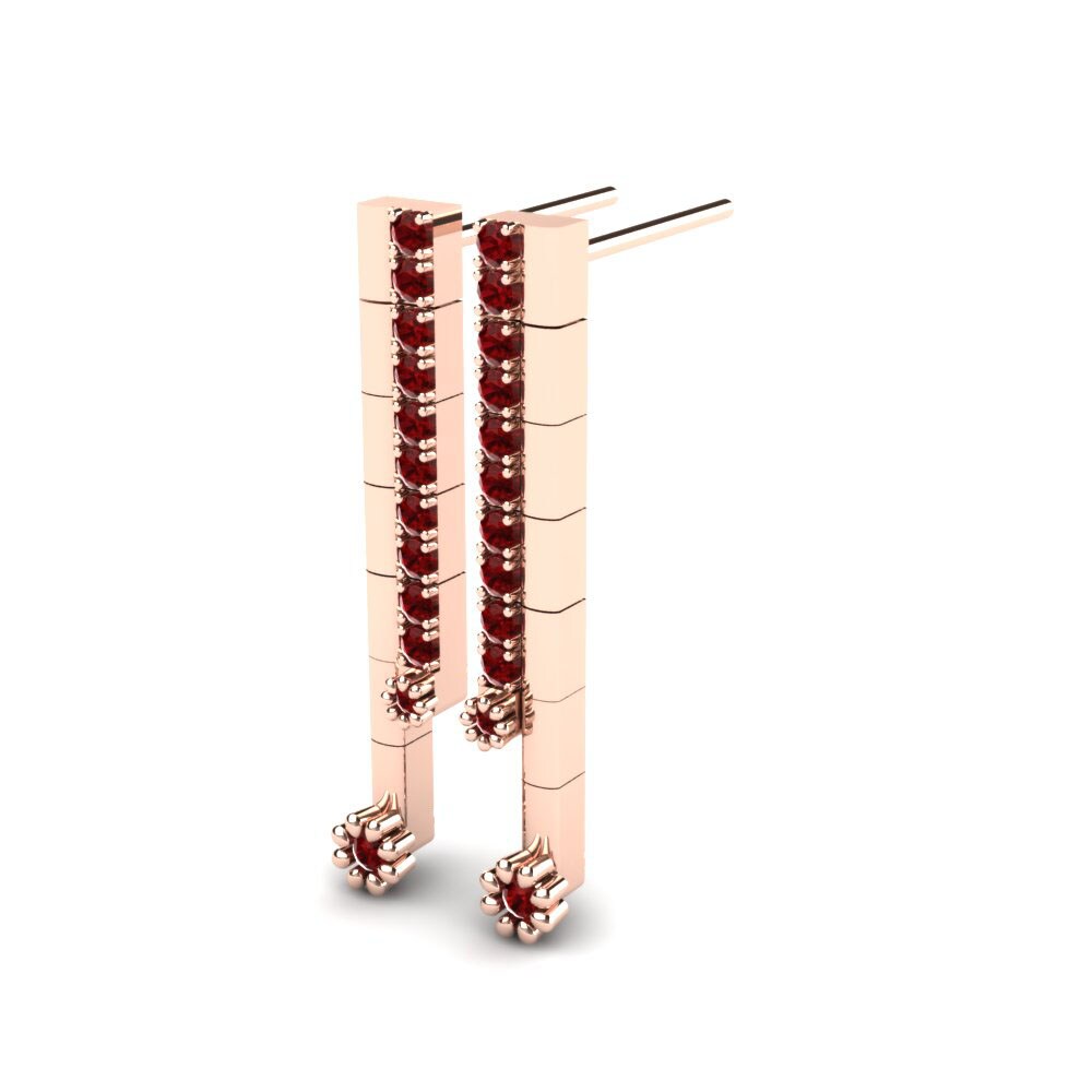14k Oro Rosa Circonita Roja Pendiente de mujer Thames