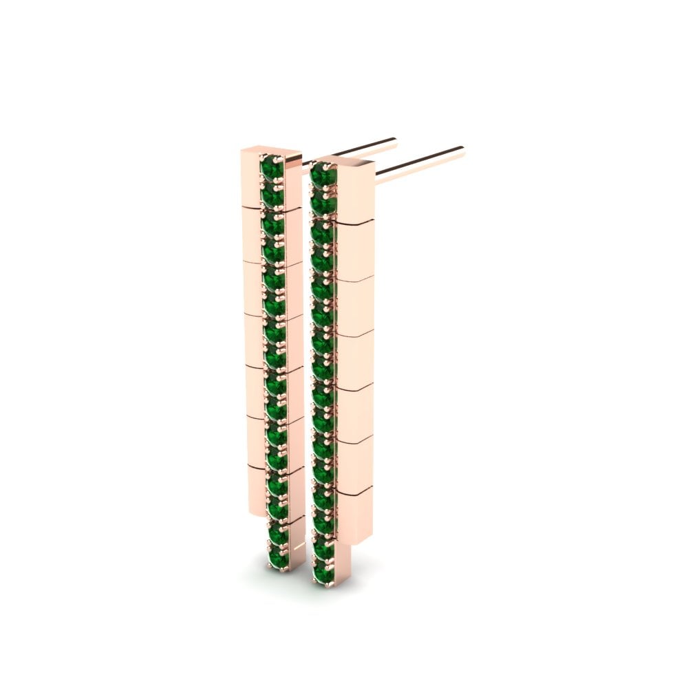 14k Oro Rosa Circonita Verde Pendiente de mujer Wye