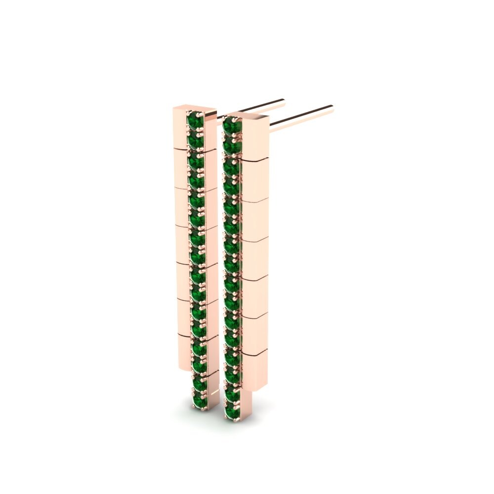 14k Oro Rosa Circonita Verde Pendiente de mujer Quinny