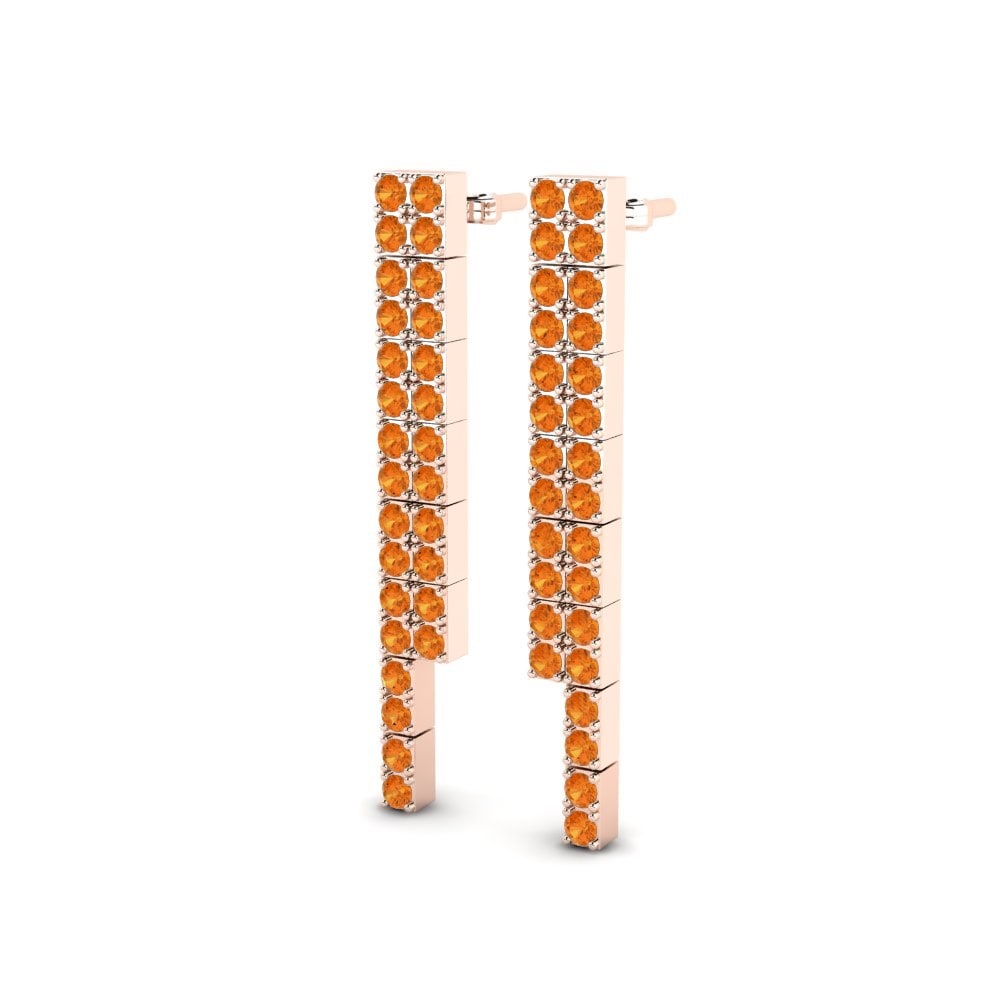14K Rood Goud Citrien Dames Oorbellen Isis