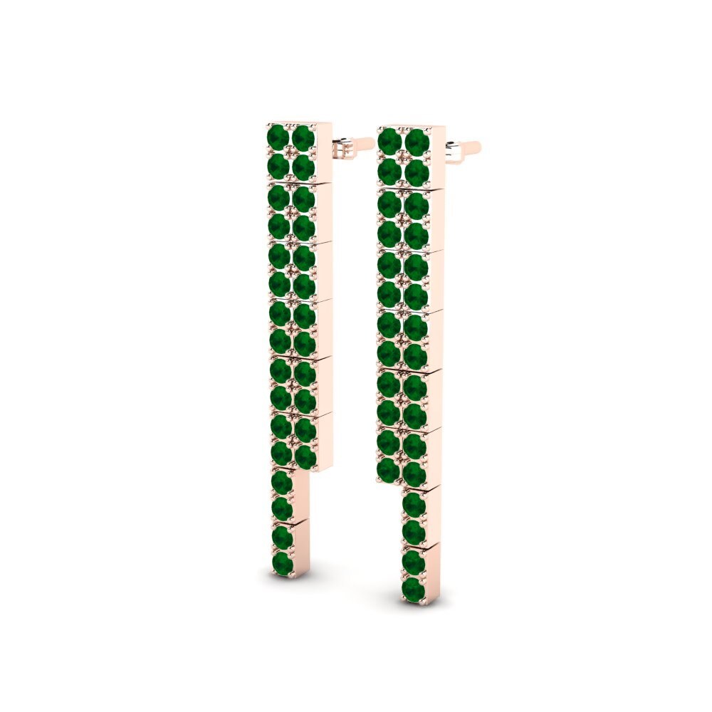 14k Oro Rosa Circonita Verde Pendiente de mujer Isis