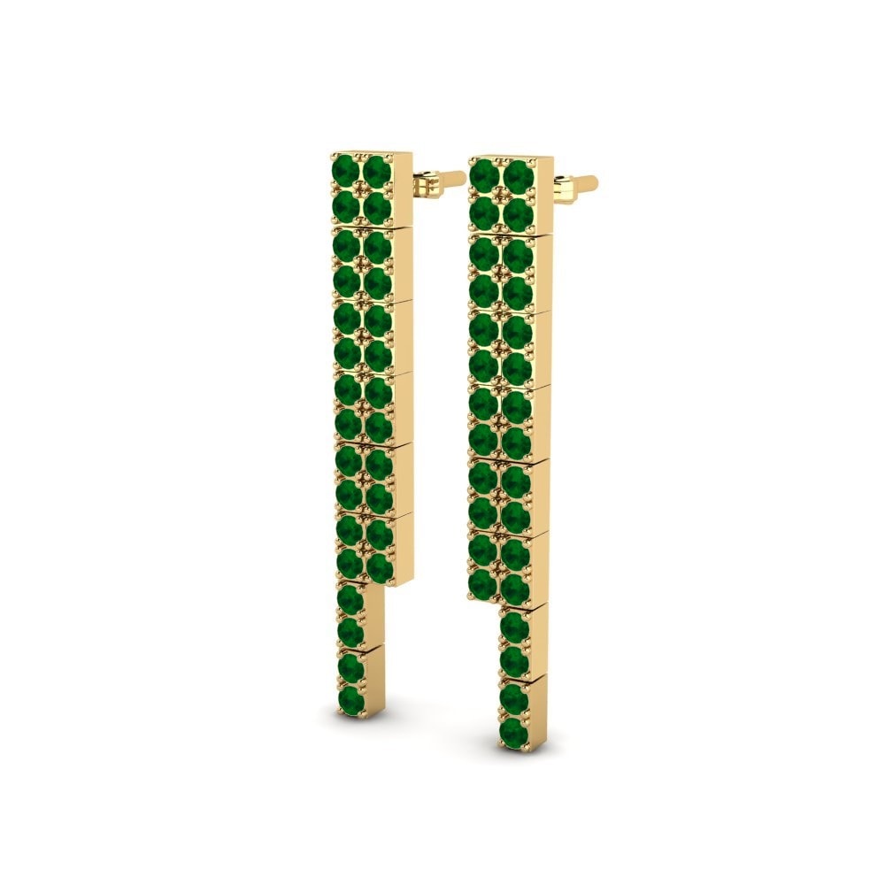 9k Oro Amarillo Esmeralda Pendiente de mujer Isis