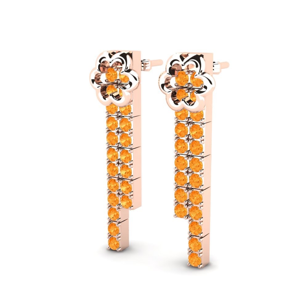 14K Rood Goud Citrien Dames Oorbellen Ely