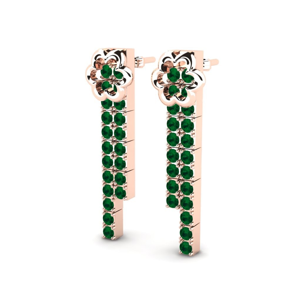 14k Oro Rosa Circonita Verde Pendiente de mujer Ely