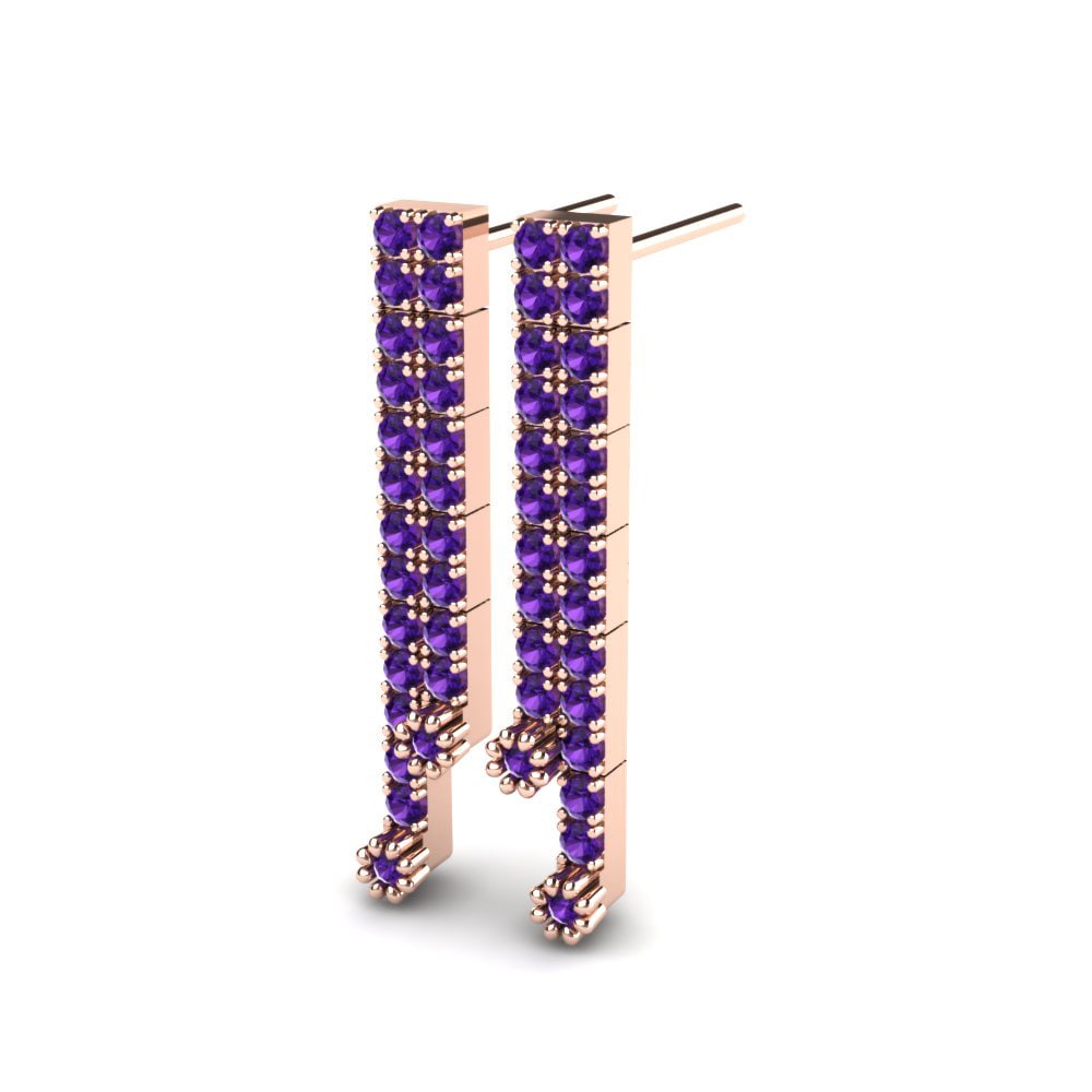 18ct Rose Gold Amethyst Women's Earring Danube