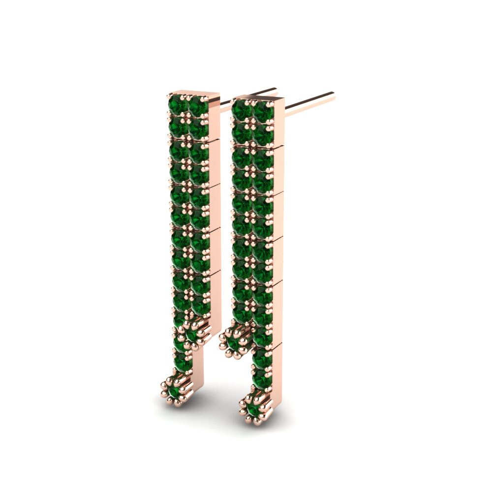 14k Oro Rosa Circonita Verde Pendiente de mujer Danube