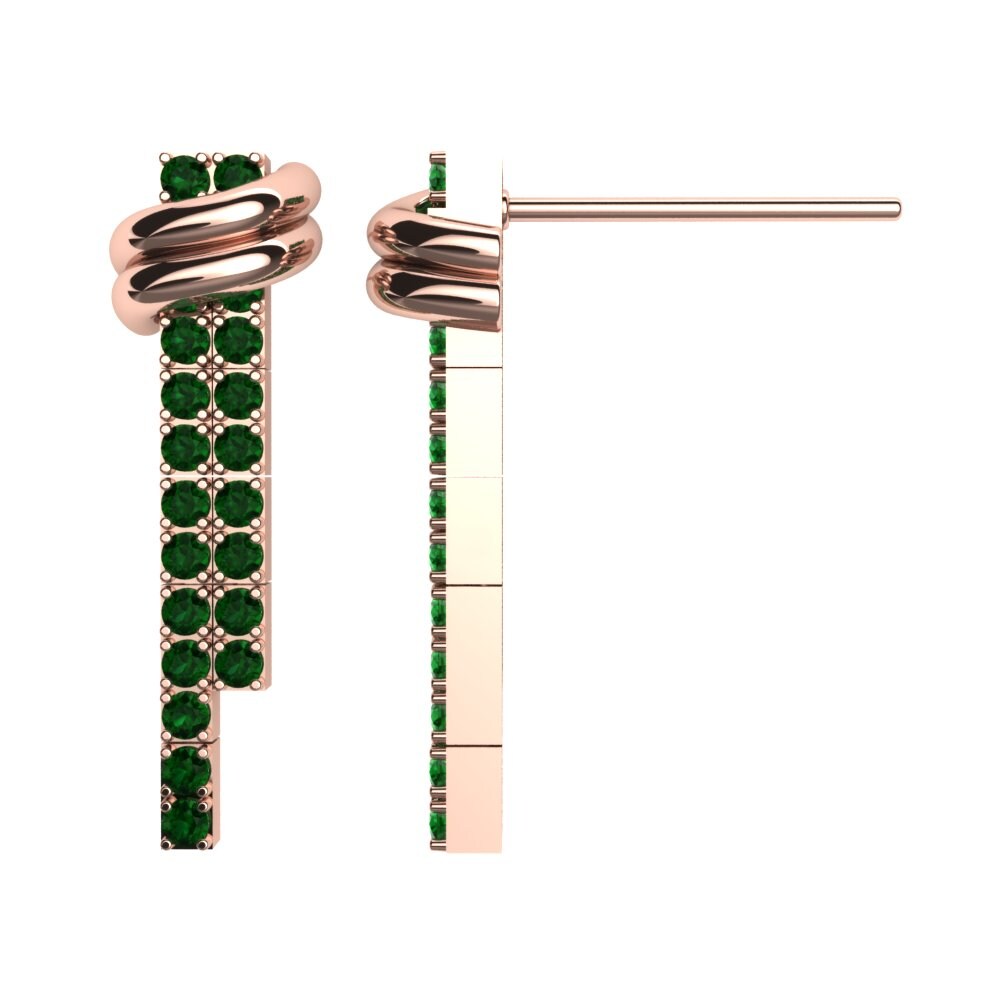 14k Oro Rosa Circonita Verde Pendiente de mujer Vils