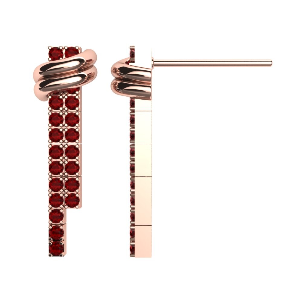 14k Oro Rosa Circonita Roja Pendiente de mujer Vils