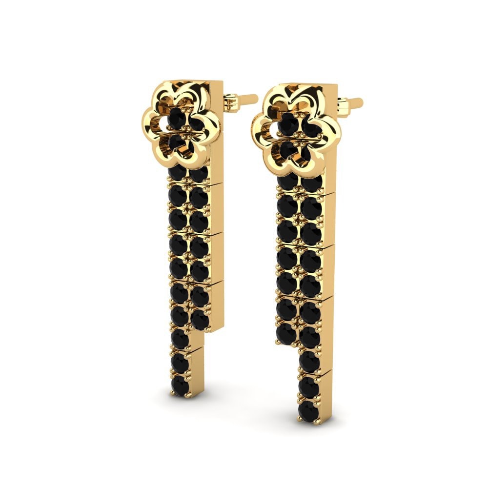 Oro Giallo 750 Zaffiro Nero Orecchino da donna Rhine