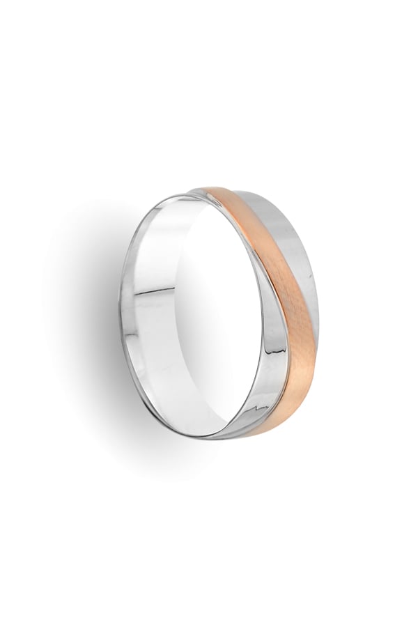 9k White & Rose Gold Men's Wedding Ring Sense Flame