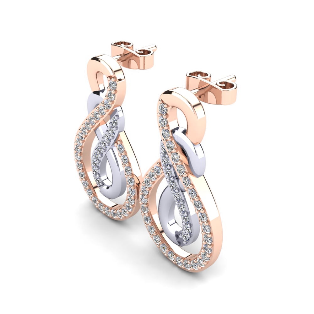 9k Oro Rosa & Blanco Pendiente de mujer Taflan