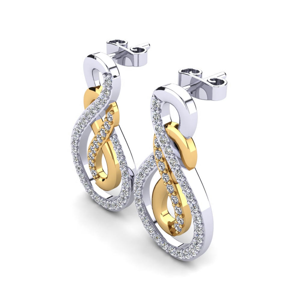 14k Oro Blanco / Amarillo Pendiente de mujer Taflan