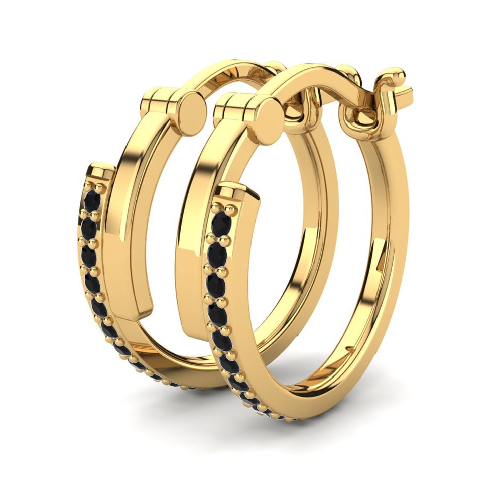 14ct Yellow Gold Black Diamond Women's Earring Tercimer
