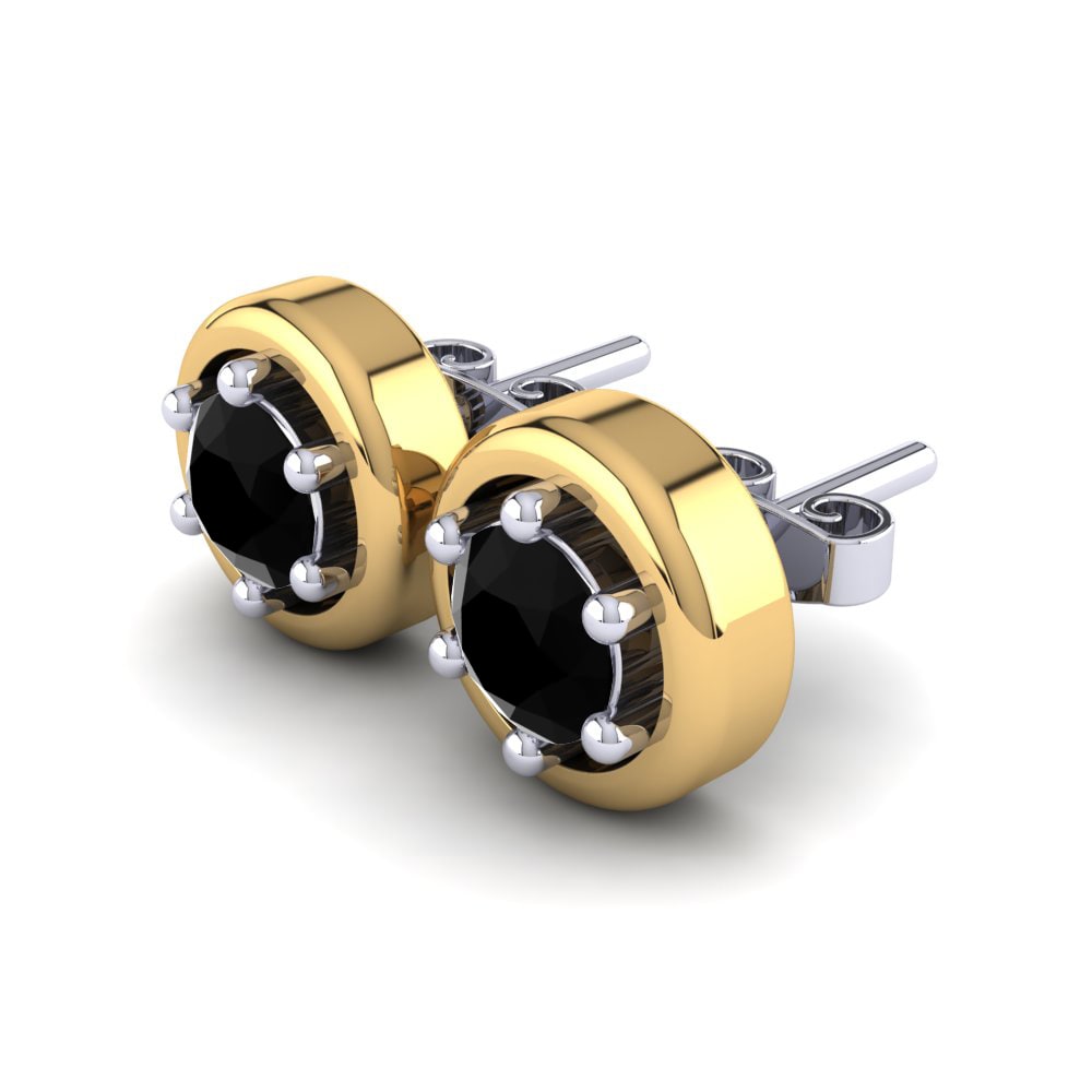 14ct Yellow / White Gold Black Diamond Women's Earring Terlan