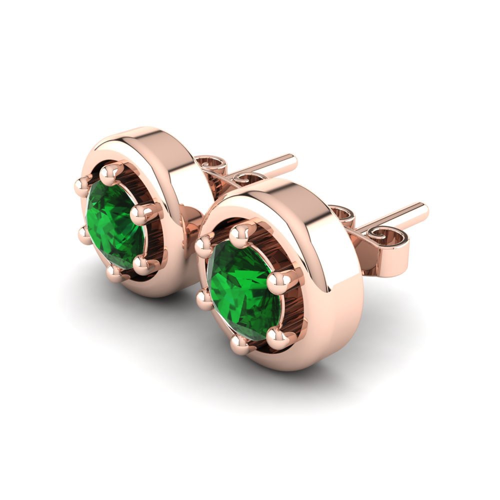 14k Oro Rosa Esmeralda (creada en laboratorio) Pendiente de mujer Terlan