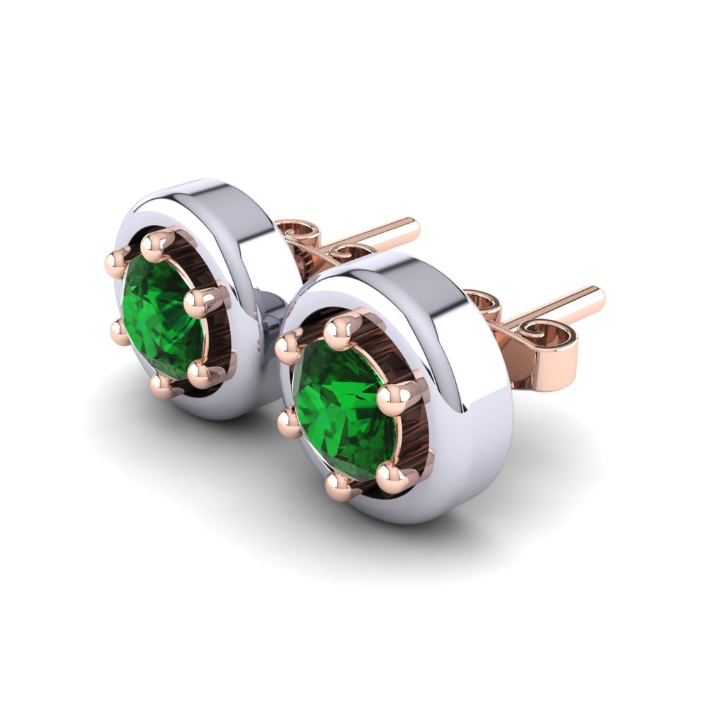 14ct White & Rose Gold Emerald (Lab Created) Women's Earring Terlan