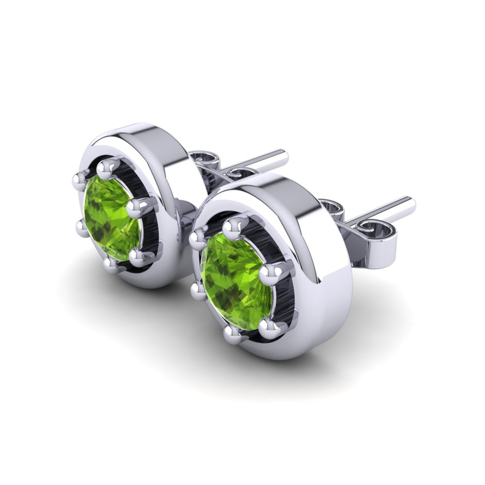14k Oro Blanco Peridoto Pendiente de mujer Terlan