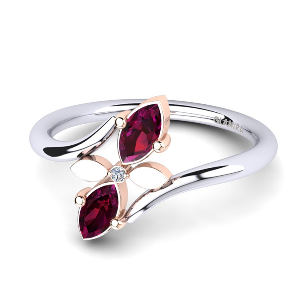 14k Oro Blanco & Rosa Granate Rhodolite Anillo Tinka