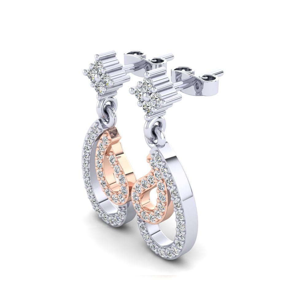 18ct White / Rose Gold Women's Earring Tongal