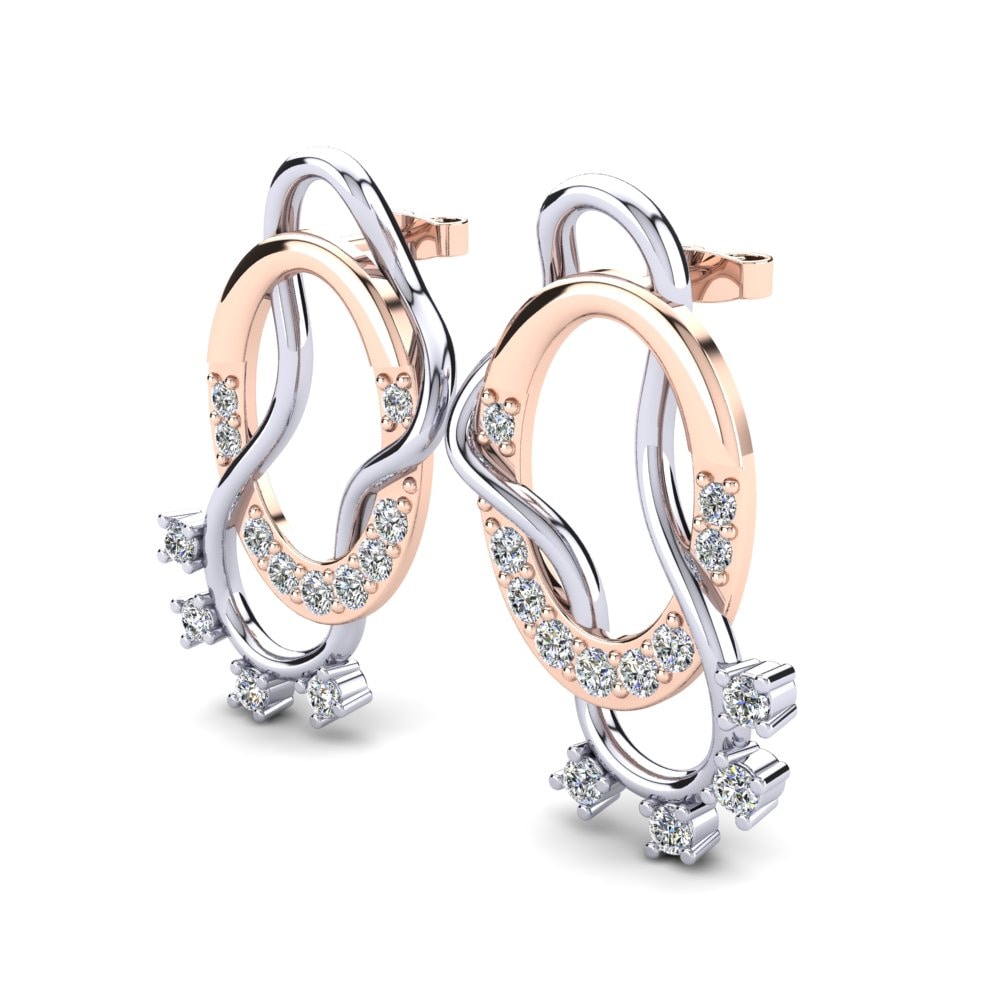 9k Oro Rosa & Blanco Pendiente de mujer Unsila