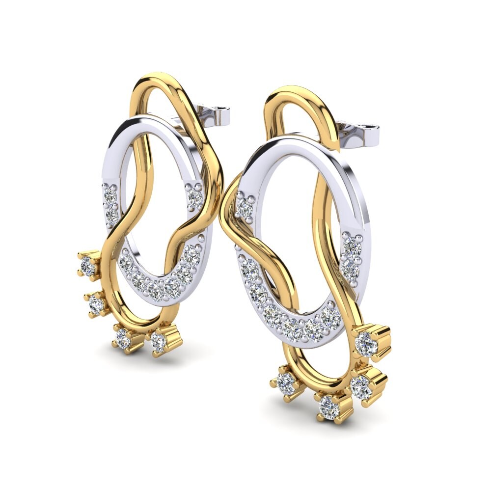 14k Oro Blanco & Amarillo Pendiente de mujer Unsila