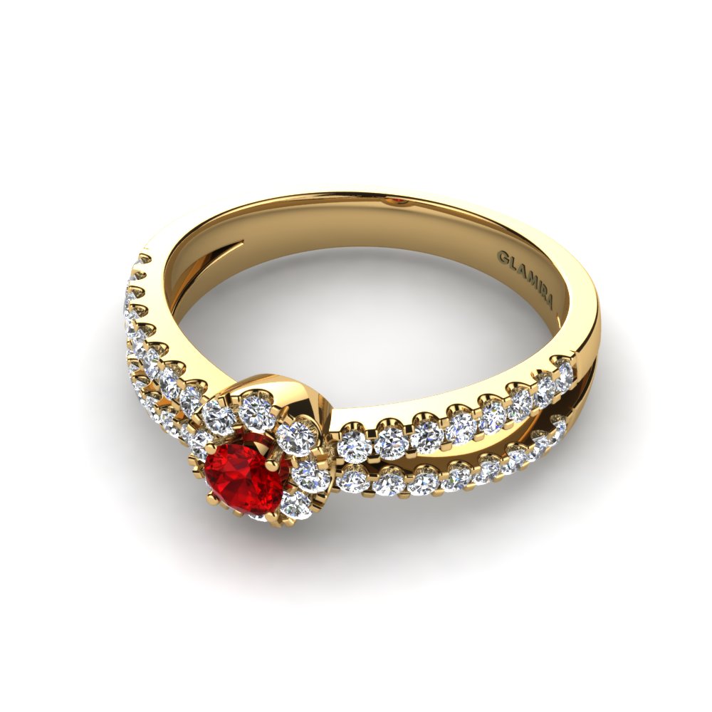 18k Oro Amarillo Circonita Roja Anillo de compromiso Victoria