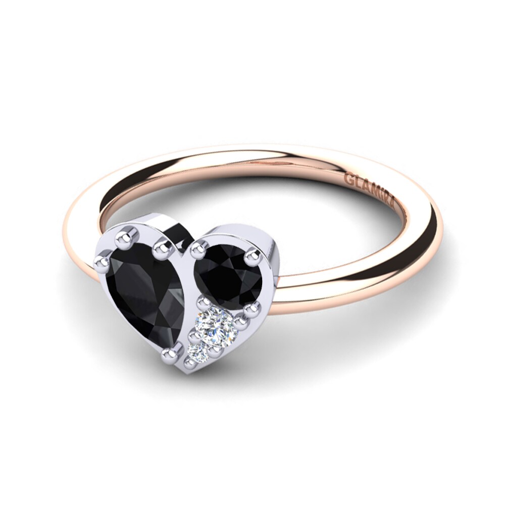 14ct Rose & White Gold Black Onyx Ring Vitalba