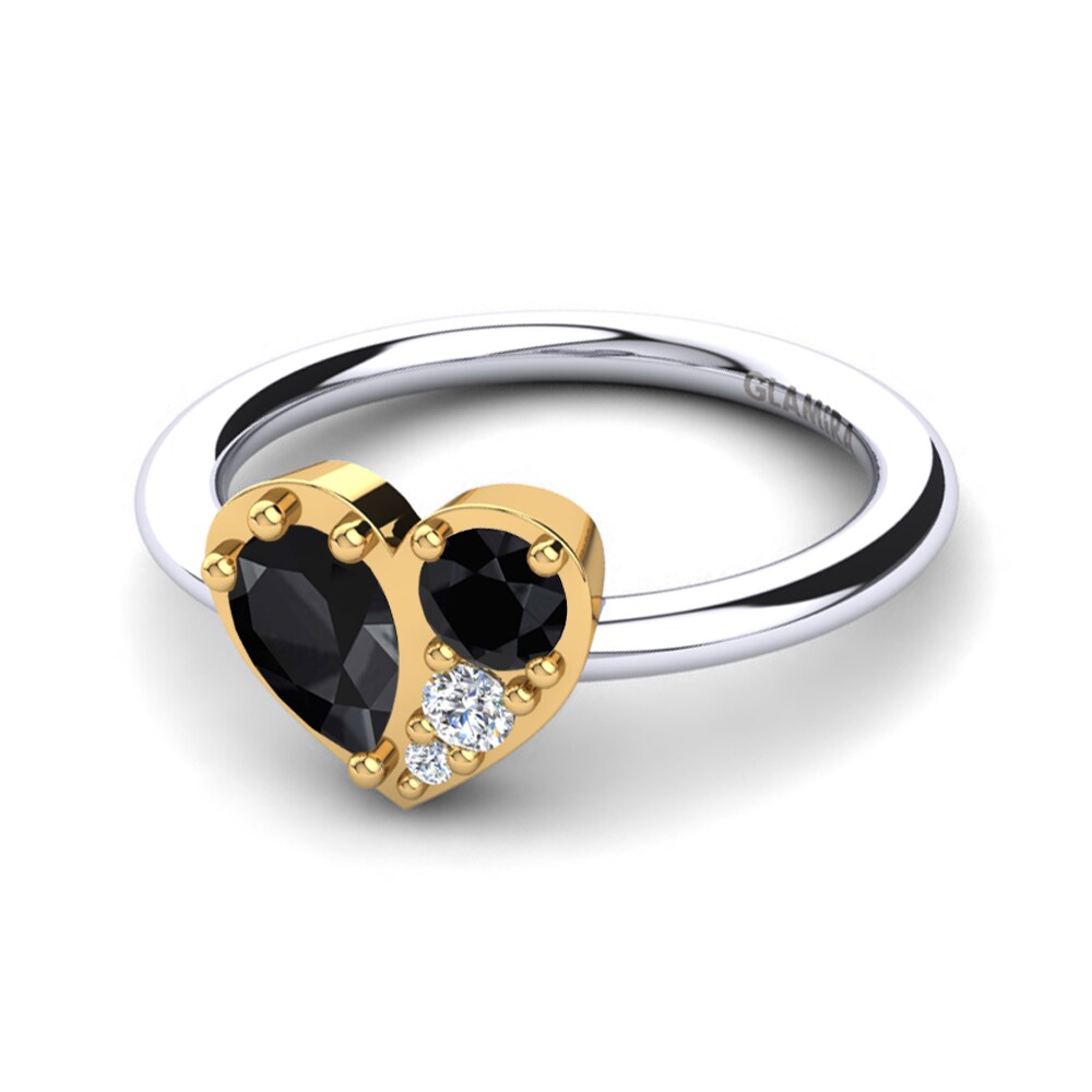 9ct White & Yellow Gold Black Onyx Ring Vitalba