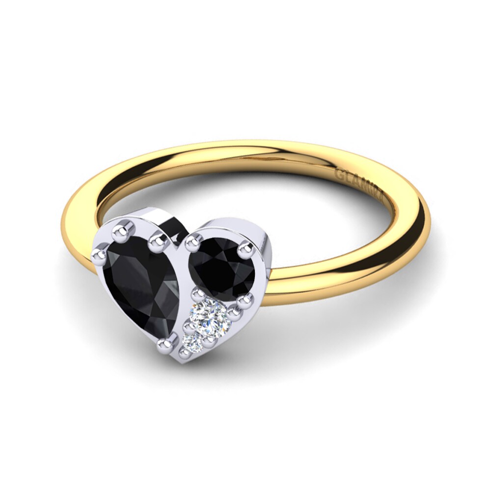 18ct Yellow & White Gold Black Diamond Ring Vitalba