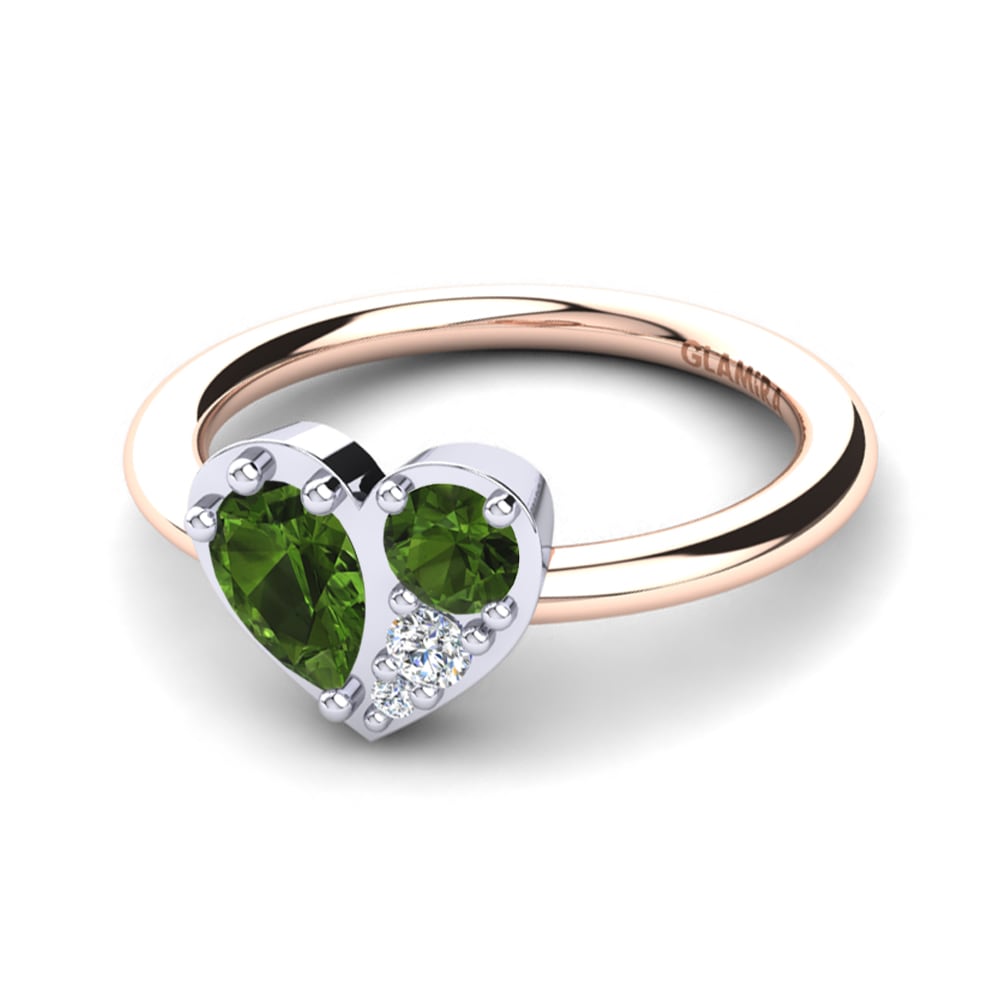 14ct Rose & White Gold Green Tourmaline Ring Vitalba