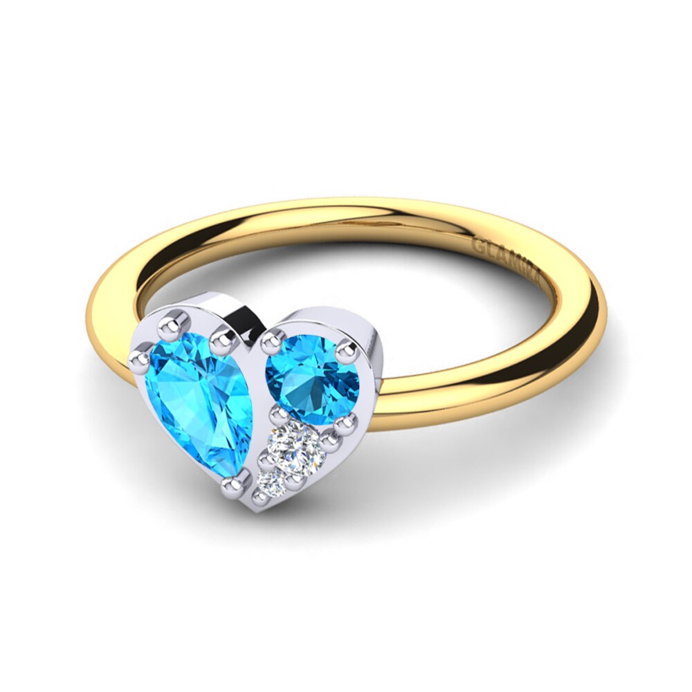 18ct Yellow & White Gold Blue Topaz Ring Vitalba