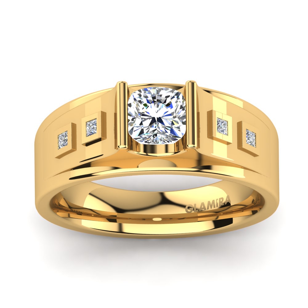 18k Oro Amarillo Cojín Diamante Anillo de Hombre Vito view 3
