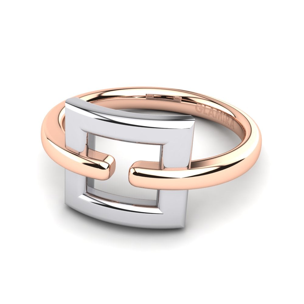 18k Oro Rosa & Blanco Anillo Hebilla