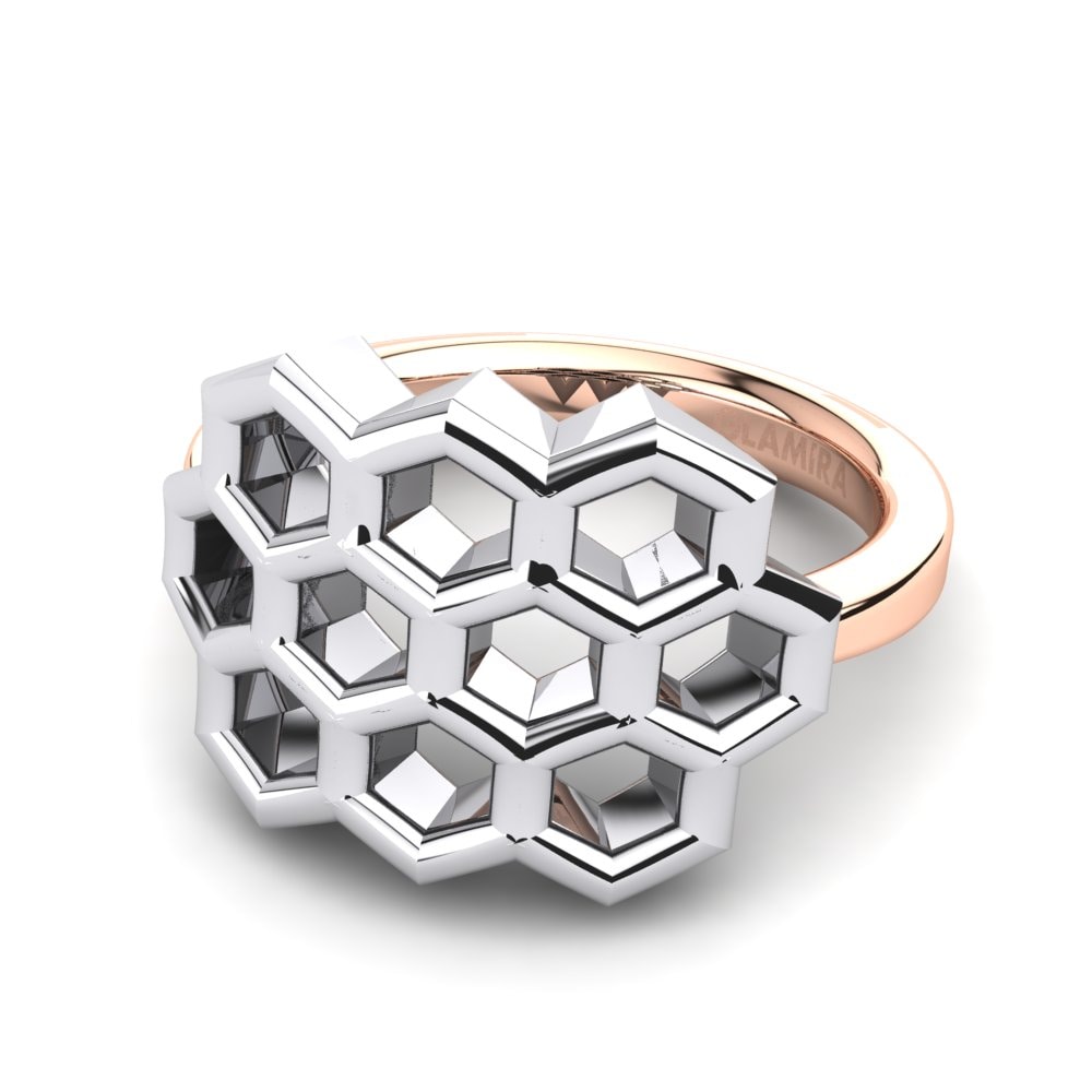 9k Oro Rosa & Blanco Anillo Miel