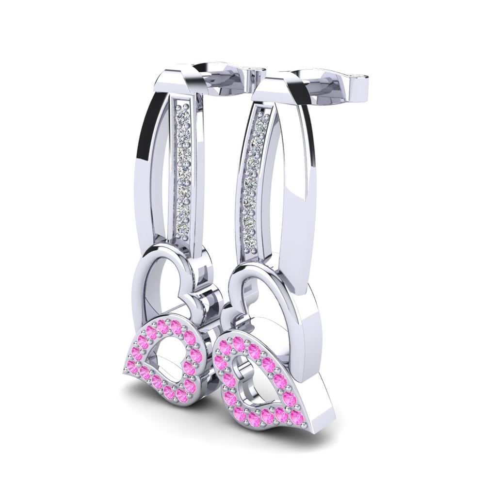 Ouro Branco 9K Turmalina Rosa Brincos Feminino Yegah