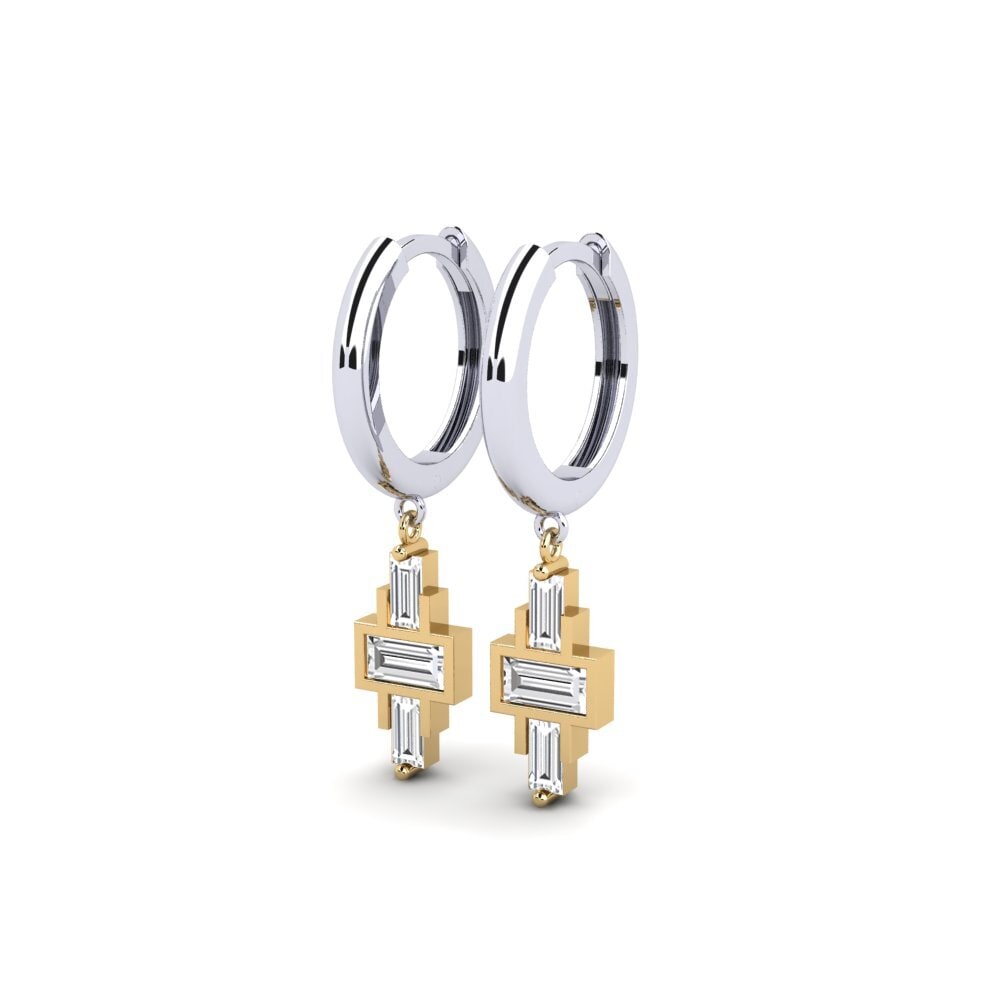 14k Oro Blanco & Amarillo Pendiente de mujer Nebiah