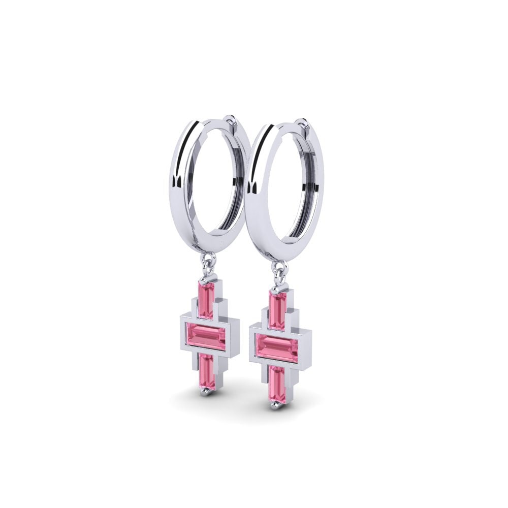 950 Platinum Pink Sapphire Women's Earring Nebiah